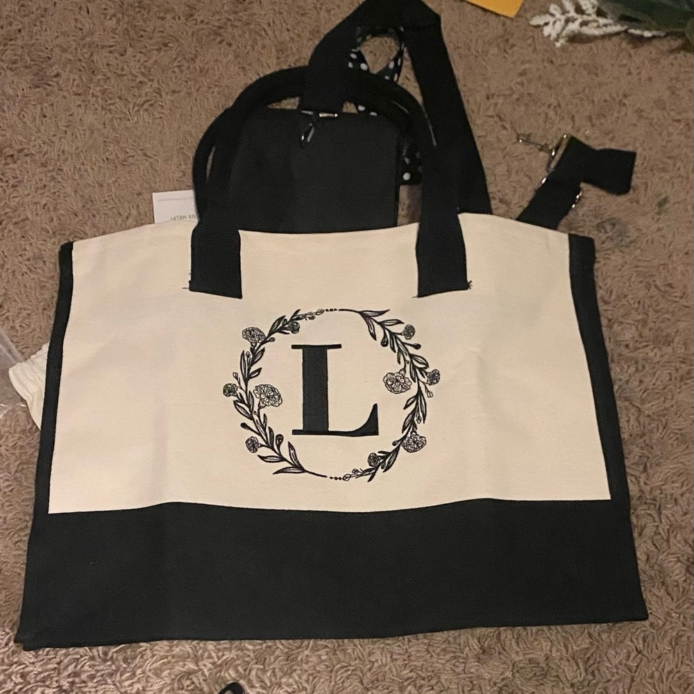 Black and Cream Tote Bag